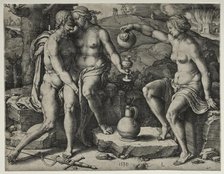 Lot and His Daughters, 1530. Creator: Lucas van Leyden (Dutch, 1494-1533).