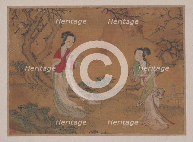 Two Ladies in Foreground of Landscape. Creator: Unknown.
