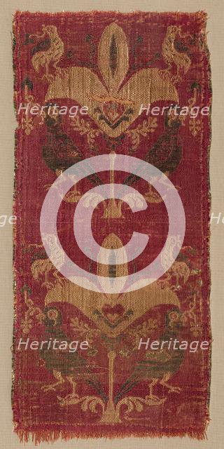 Palmettes and Birds from a Tunic or Curtain, 500s-600s. Creator: Unknown.