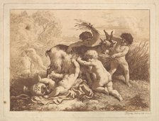 Les petits moissonneurs et la chevre (The Young Harvesters and the Goat), in an album cont..., 1782. Creator: Jean Jacques Lagrenee.