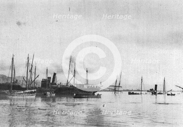''Sur la Cote Albanaise, a Saint-Jean-De-Medua; Transports torpilles en rade.', 1916. Creator: Samson Tchernoff.