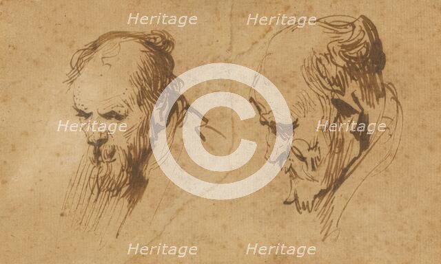 Two Studies of the Head of an Old Man, 1626. Creator: Rembrandt Harmensz van Rijn.