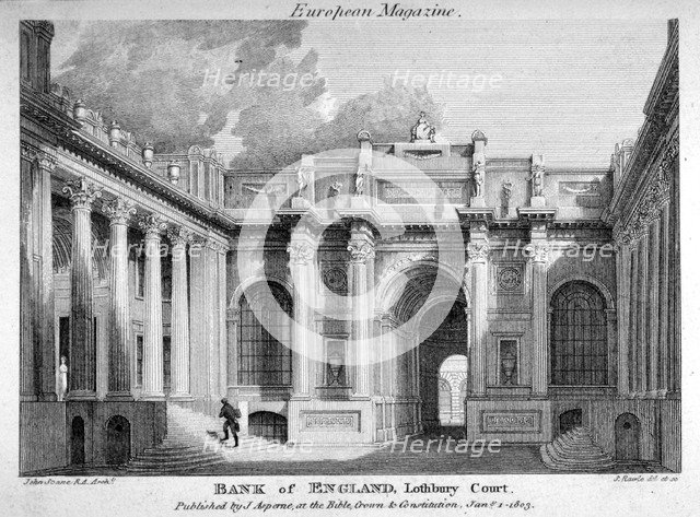 View of Lothbury Court, the Bank of England. City of London, 1803. Artist: Samuel Rawle