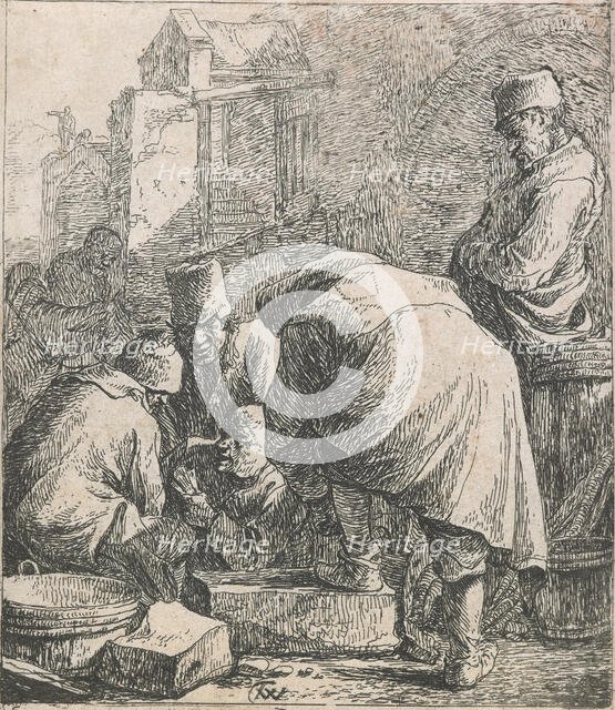 Man adjusting his footwear,  1631-1677. Creator: Thomas Wyck.
