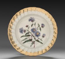 Plate from Dessert Service: Tall Blue Aster, c. 1800. Creator: Derby (Crown Derby Period) (British).