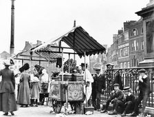 Ice cream sellers, Market Place, Nottingham, Nottinghamshire, c1910. Artist: Unknown