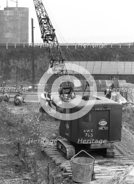 Construction of the reservoir, Manvers Main Colliery, Wath upon Dearne, South Yorkshire, 1955. Artist: Michael Walters
