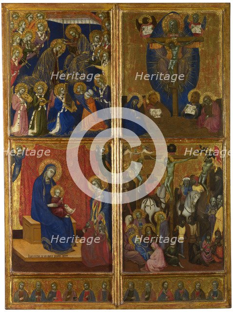 The Coronation of the Virgin. The Trinity. The Virgin and Child with Donors. The Crucifixion. The Twelve Apostles, 1374. Artist: Barnaba da Modena (c. 1328 – c. 1386)