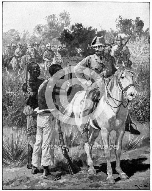 Louis Botha receiving intelligence from a native spy, 2nd Boer War, c1900. Artist: Unknown