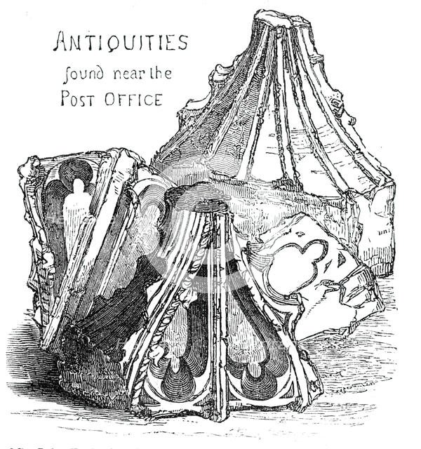 Antiquities found near the Post Office, 1844. Creator: Unknown.