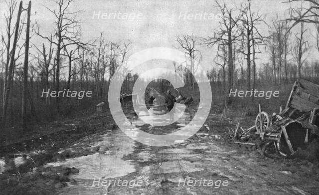 'Aspects du champ de bataille de Verdun; La route "marmitee"', 1916. Creator: Unknown.