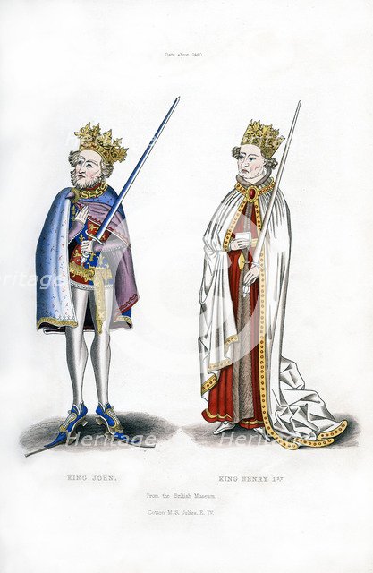 King John and King Henry I, c1440, (1843).Artist: Henry Shaw