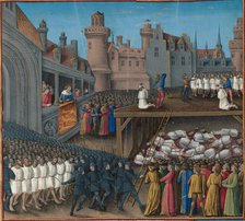 Massacre of the Saracen prisoners, ordered by King Richard the Lionheart, 1191, 1474-1475. Creator: Colombe, Jean (c. 1430-c. 1493).