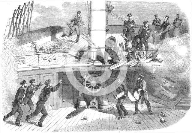 'Sebastopol; The deck of the "Ville De Paris" at the moment when the Poop was struck...', 1854. Creator: Unknown.