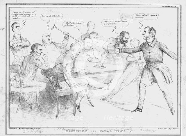 'Receiving the Fatal News!',1834. Creator: John Doyle.