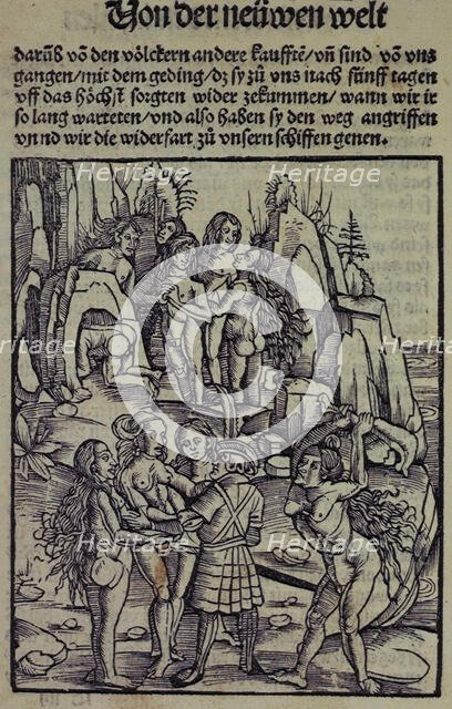 A European about to be attacked by an indigenous person,1509.  Creator: Unknown.