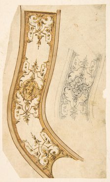 Design for decorative border, 1830-97. Creators: Jules-Edmond-Charles Lachaise, Eugène-Pierre Gourdet.