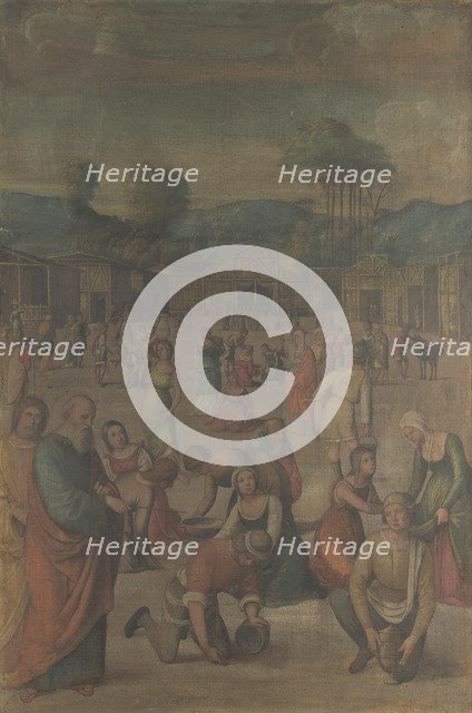 The Israelites gathering Manna (from the Story of Moses), after 1508. Artist: Costa, Lorenzo (1460-1535)