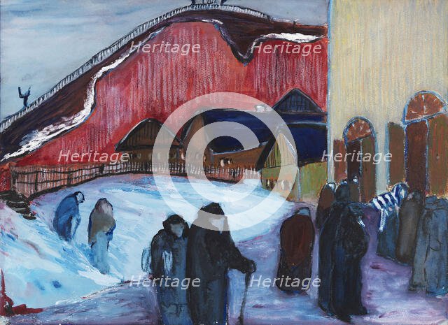 Friday evening (Synagogue), 1909-1910. Creator: Werefkin, Marianne, von (1860-1938).