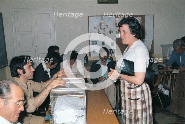 Voting at a polling station during the general elections of 1978.