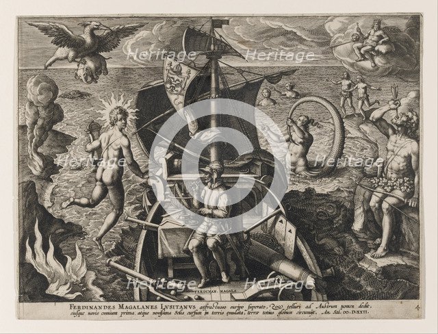 Ferdinandes Magallanes Lusitanus (Americae Retectio), 1591. Artist: Galle, Philipp (1537-1612)