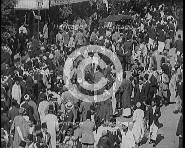 Groups of Egyptian Students Walk Along an Egyptian Street, 1924. Creator: British Pathe Ltd.