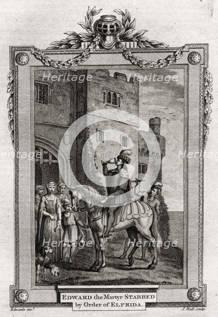 'Edward the Martyr Stabbed by Order of Elfrida', 978 AD, (1776). Artist: J Hall