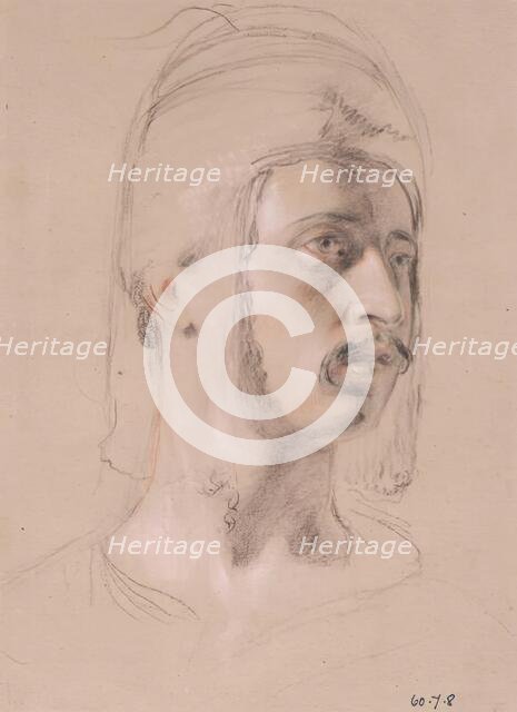 Head of a Circassian Chief - Study for Slave Market, Constantinople, 1830. Creator: William Allan.