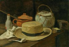 Still Life with Yellow Straw Hat, 1881 or 1885. Creator: Gogh, Vincent, van (1853-1890).