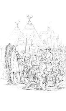 Painting a portrait of a Native American, 1841. Artist: Unknown