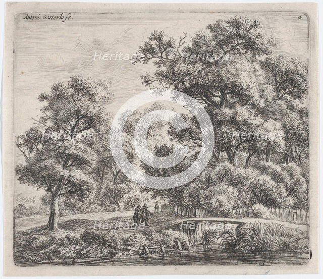 A Man and a Woman Near a Small Bridge (L'Homme et la Femme Près du Petit Pont), 17th century. Creator: Anthonie Waterloo.