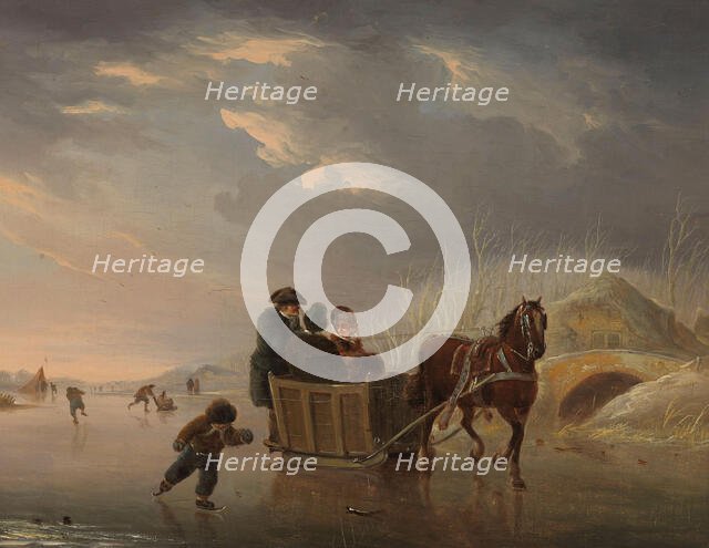 Winter Scene (Horse-Sleigh on the Ice), 1790-1814. Creator: Andries Vermeulen.