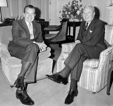 President Nixon meeting with Edward Heath, Claridge's Hotel, London, 1969. Artist: Unknown