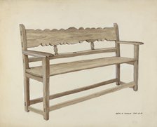 Church Bench - Wooden, c. 1937. Creator: Majel G. Claflin.