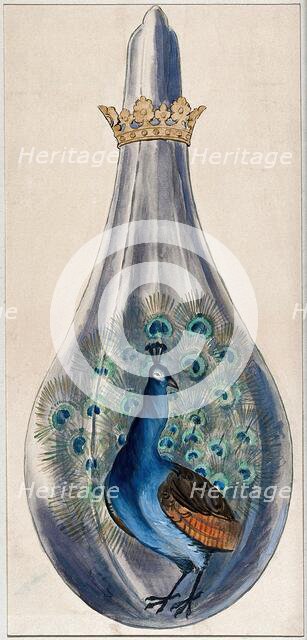 A peacock in a crowned alchemical flask; representing the stage in the alchemical..., 1900-1909. Creator: Edith Annie Ibbs.