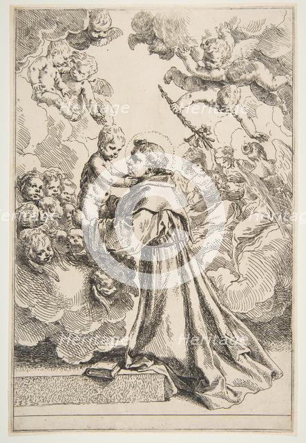 Saint Anthony of Padua adoring the Christ Child in Glory, ca. 1640. Creator: Simone Cantarini.