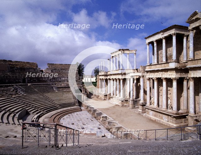 Side view of the Roman theater of Mérida.