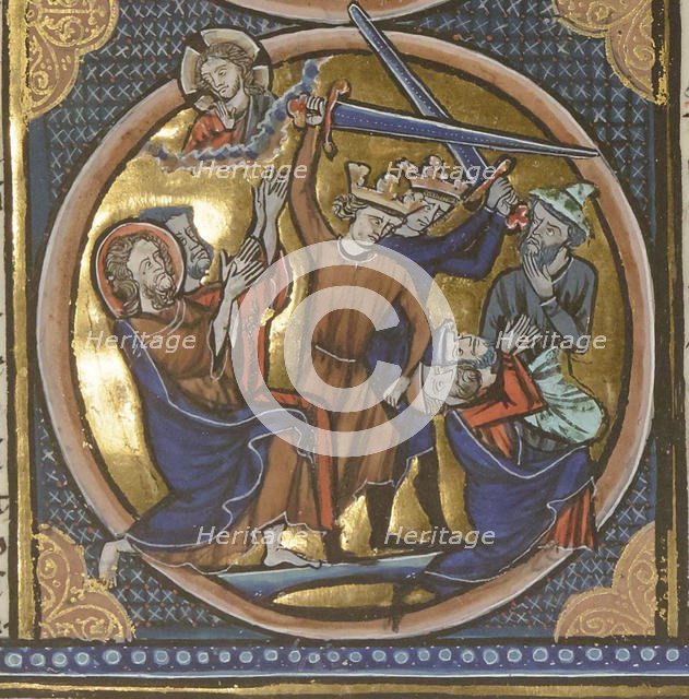 Execution of Jews. Miniature from Emblèmes bibliques, ca 1220-1230. Creator: Anonymous.