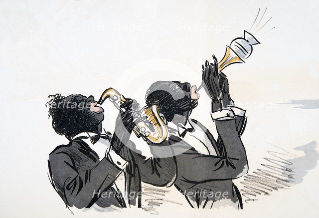 Saxophone and Trumpet Player, from 'White Bottoms' pub. 1927.