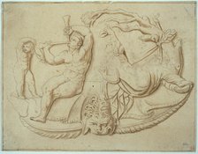 Satyr with Two Pipes and Putto and Woman Taking Drink from Tree, n.d. Creator: Unknown.