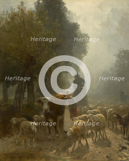 Going To Market On A Misty Morning, 1851. Creator: Constant Troyon.