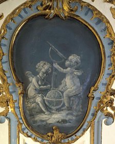 Two astronomers, a sphere and a telescope, between 1735 and 1745. Creator: Unknown.