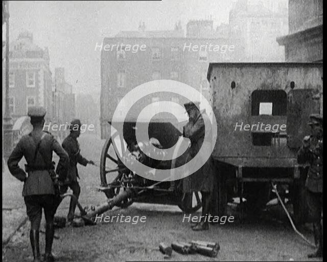 Large Artillery Gun Being Fired in Dublin, 1922. Creator: British Pathe Ltd.