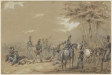 Infantry in fight, c.1824-c.1894. Creator: Charles Rochussen.