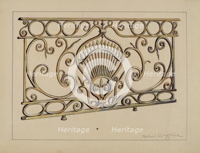 Balcony Railing, c. 1936. Creator: Rolland Livingstone.