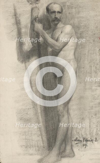 Study of a man leaning on a stick, 1909. Creator: Emil Alexay-Olexák.