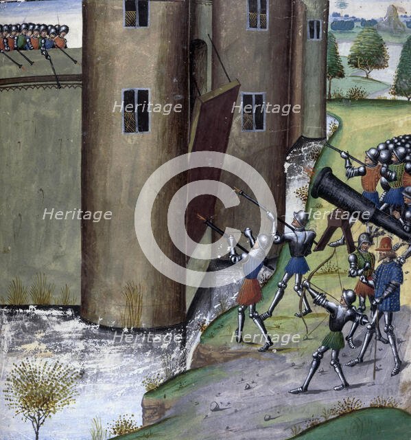 Handguns in use at a siege, c1470. Creator: Unknown.