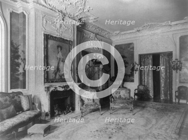 Mary Scott Townsend House, Wash., D.C.: Living room with fireplace, c1910-1911. Creator: Frances Benjamin Johnston.