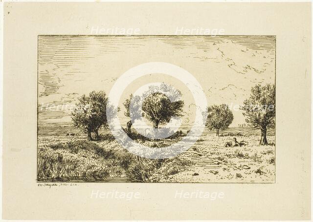 Willows in a Landscape, 1844. Creator: Charles Emile Jacque.
