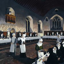 Reconstruction of the refectory during the 15th century, Denny Abbey, Cambridgeshire, 1993. Artist: Terry Ball